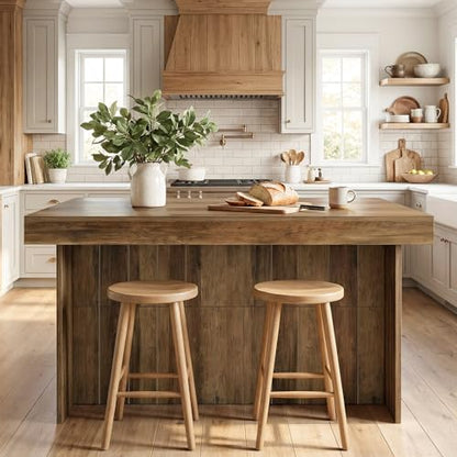 Tribesigns 55-Inch Kitchen Island with Storage Shelves, Farmhouse Island Table with Seating, Counter Height Bar Table for Kitchen, Dining Room, Easy to Assemble, Rustic Brown