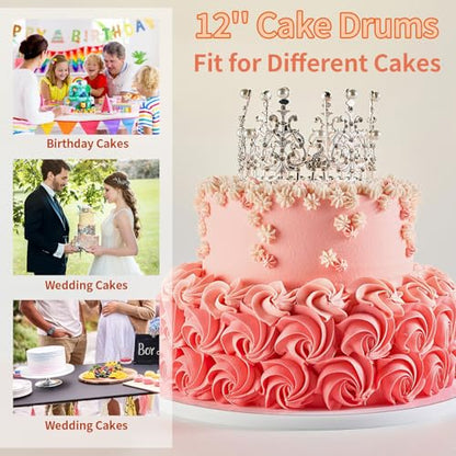 Cake Drums 12 Inch - Sturdy 1/2 Inch Cake Drum, Cake Boards 12 inch Round,Corrugated Cake Base Cake Boards for Multi-Layer Cakes, White, 2 Pcs