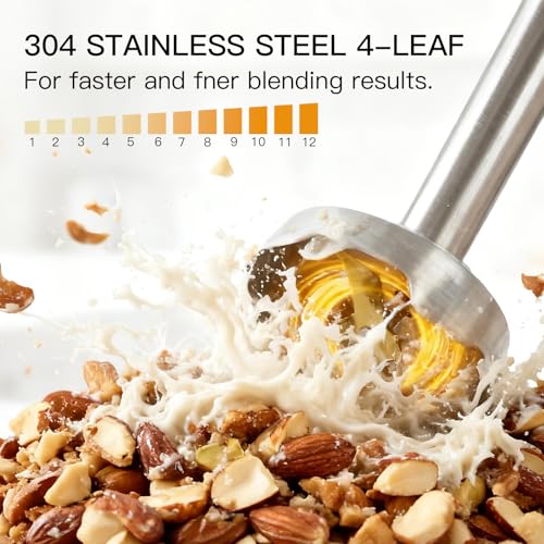 MEGAWISE 3-in-1 Immersion Hand Blender, 800W 12-Speed Stick Blender with Turbo, Egg Whisk & Milk Frother for Soups, Smoothies, Sauces and Baby Food, Red
