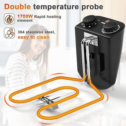 Deep Fryers with 3 Baskets - Simoe 5.3QT/21 Cup Electric Large Fryer Countertop, 1700W Stainless Steel Deep Oil Fryer with Lid, Adjustable Temperature & Timer & View Window, Professional Grade