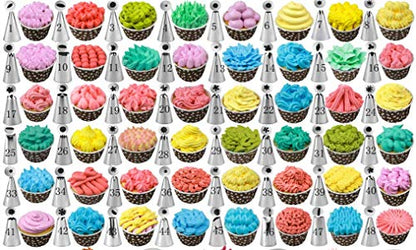Cake Decorating Supplies Kit, 206 PCS Baking Set for Beginners With Cake Turntable Stand Rotating Turntable,Russian Piping Tips Set, Cake Baking Supplies for Cake Lovers