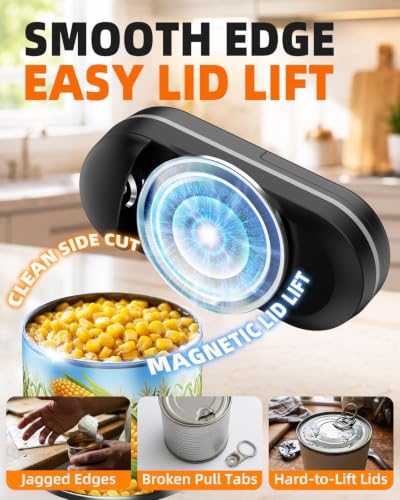 Electric Can Opener, One-Touch Automatic, Smooth Edge for Seniors