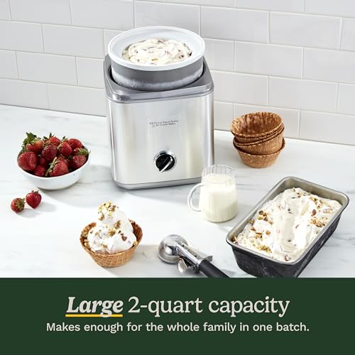 Cuisinart Ice Cream Maker Machine, 2-Quart Ice Cream, Sorbet and Frozen Yogurt Machine, Fully Automatic Double-Insulated Freezer Bowl Makes Frozen Desserts in Under 30 Minutes, ICE30BCP1, Silver