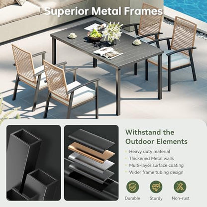 Aoxun 5-Piece Wicker Patio Table and Chairs Set for 4 with Umbrella Hole