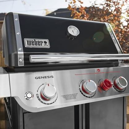 Weber Genesis E-325 Liquid Propane Gas Grill for Outdoor Cooking, 3 Burners, Black – Porcelain-Enameled, Cast-Iron Grates, PureBlu Burners & Sear Zone