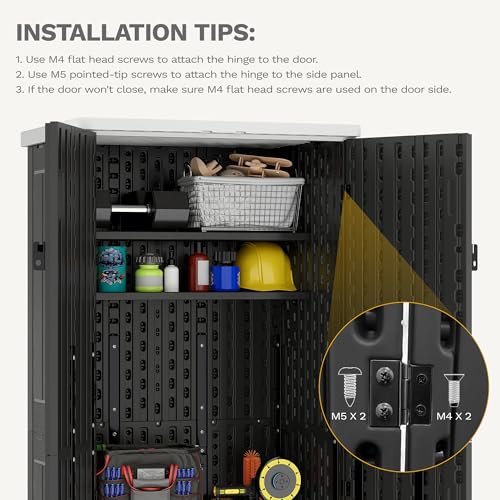 DWVO Outdoor Vertical Storage Cabinet with 4 Shelves, Waterproof Tall Plastic Storage Shed with 4 Adjustable Shelf, 30 cu. ft. Patio Tools Storage Box for Patio, Garden, Backyard, Deck, Dark Gray