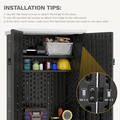 DWVO Outdoor Vertical Storage Cabinet with 4 Shelves, Waterproof Tall Plastic Storage Shed with 4 Adjustable Shelf, 30 cu. ft. Patio Tools Storage Box for Patio, Garden, Backyard, Deck, Dark Gray