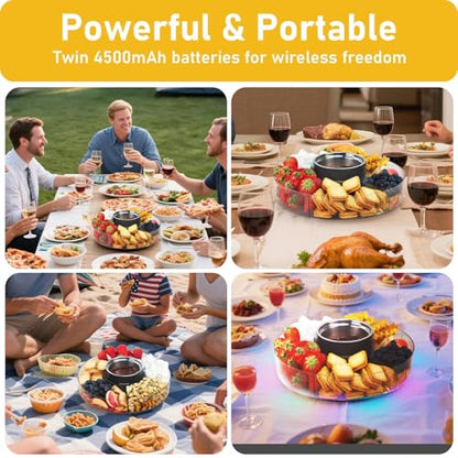 FEPPO Cordless Electric Fondue Pot Set with Mood Light