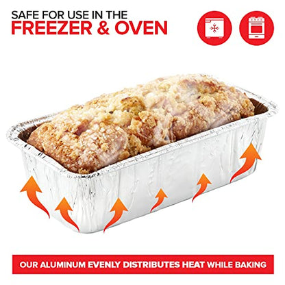 Stock Your Home 2 Lb Aluminum Foil Mini Loaf Pans (50 Pack) Disposable Small Loaf Pan – 2 Pound Baking Tin Liners, Perfect to Bake Cakes, Bread Loaves, and Meat - 8.5 x 4.5 x 2.5