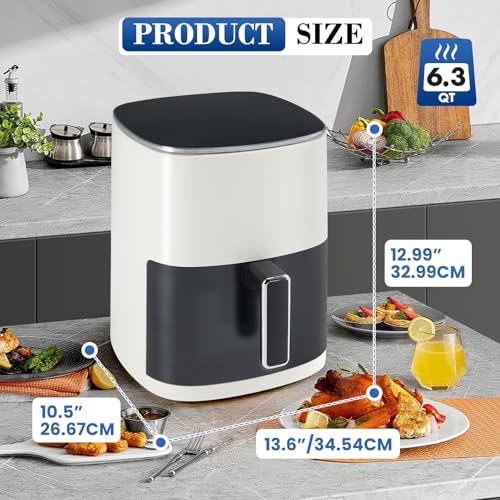 NEWBULIG Air Fryer, 6QT Square Airfryer with Visual Window, 400℉ Fast Heating Air Fryers Oven with Timer, Auto-Off, Non Toxic & Non Stick, Multiple 12 Modes for Roast, Bake, Dehydrate, Fry, Reheat