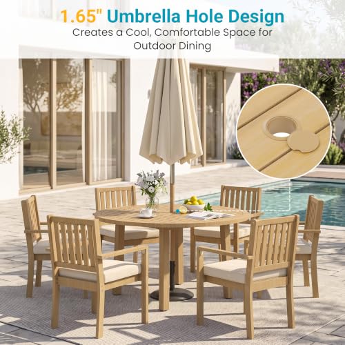 FansaFurn 7 Piece Acacia Outdoor Patio Table and Chairs Set for All-Weather