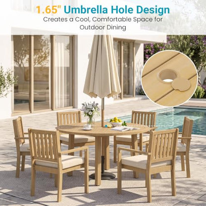FansaFurn 7 Piece Acacia Outdoor Patio Table and Chairs Set for All-Weather