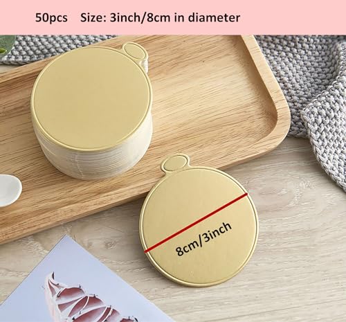YYaaloa 3.15 Inch Mini Round Golden Cake Boards 50pcs Mousse Cupcake Base Paper Plates Circle Dessert Board (Gold 3inch 50pcs)