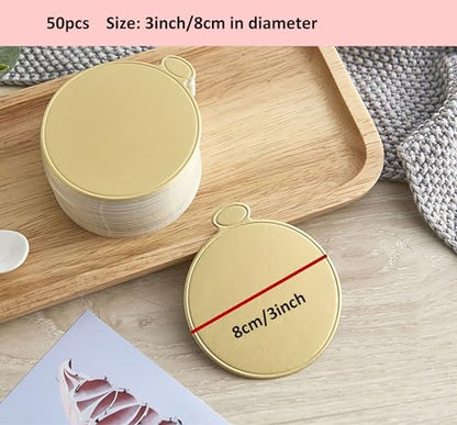 YYaaloa 3.15 Inch Mini Round Golden Cake Boards 50pcs Mousse Cupcake Base Paper Plates Circle Dessert Board (Gold 3inch 50pcs)