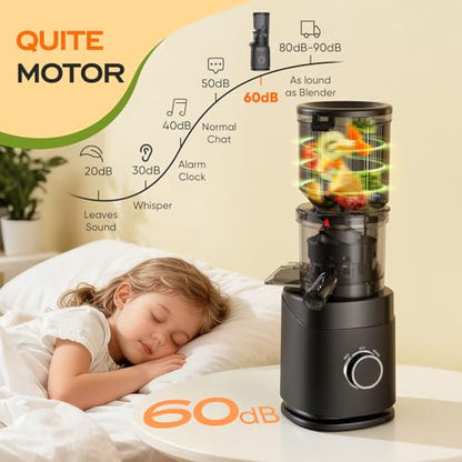 Juicer Machines, Cold Press Juicer for Leafy Greens, Fruits & Vegetables, 150W Slow Masticating Juicers, High Juice Yield, Easy to Clean
