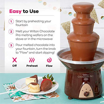Wilton Chocolate Pro Chocolate Fountain and Fondue Fountain - Designed to Keep Chocolate Melted for Easy Treat Dipping, 3-Tier, 16-Inches Tall, 4-lb Capacity