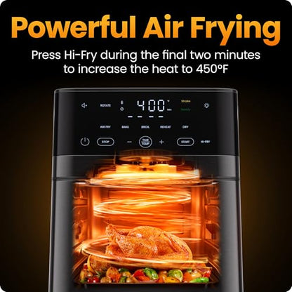Chefman Air Fryer 6-in-1, XL 14-Quart Multifunctional Airfryer with Touchscreen Controls, Rotisserie, Food Dehydrator, Convection Oven, Bake, Broil, and Reheat Functions, Windowed Door – Black