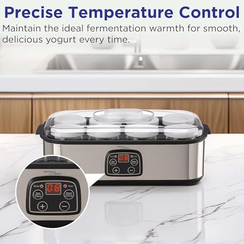 Culinary Chef Series MAGNAVOX HOME, Ultimate Probiotic Yogurt Maker with Adjustable Time & Temp Control - Make Trillions of Live Probiotics with 8 GLASS JARS - Greek Yogurt Maker