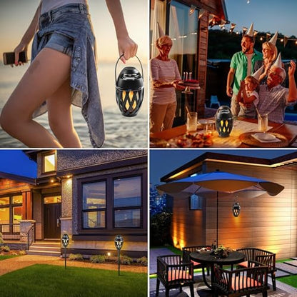 INSSISAIN 2 Pack Outdoor Bluetooth Speakers Waterproof Wireless, Birthday Gifts for Men Dad, LED Flame Ambient Light, Camping Patio Accessories, Unique Gifts for Him Husband Boyfriend Dad Gifts