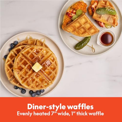 bella Flip-n-Store Waffle Maker, EverGood™ Ceramic Nonstick Coating, Fits-anywhere™ Kitchenware, Power Indicator Light & Touch Handle, 7” Wide & 1" Deep Plates, 1000 Watt, Plum