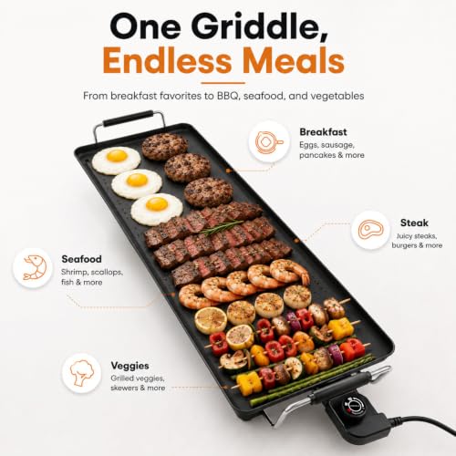 AEWHALE 35" Electric Griddle,Extra Large Ceramic Nonstick