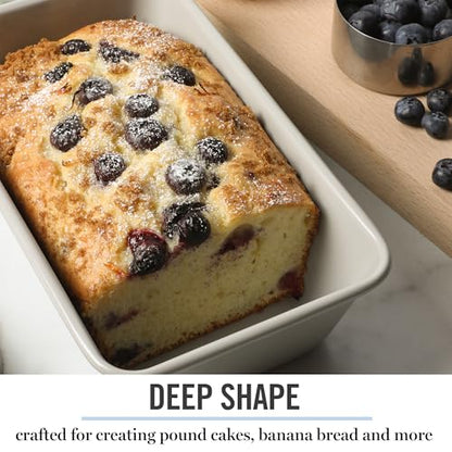 Martha Stewart Gallen 9-Inch Nonstick Carbon Steel Loaf Pan – Cool Grey, Durable Bakeware for Even Baking and Easy Release