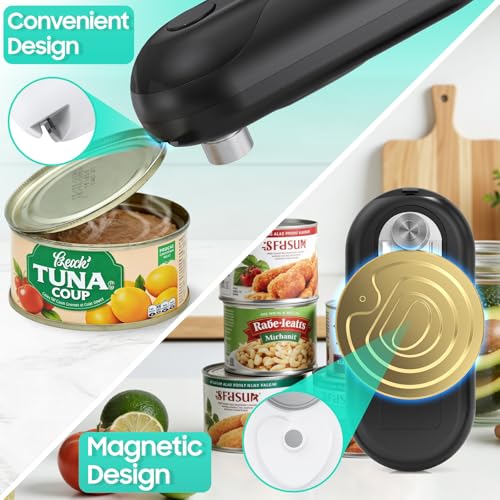 Electric Can Opener, Auto-Stop, USB-C Rechargeable, Side-Cut Smooth Edge, Hands Free Automatic Can Opener for Seniors & Arthritis Patients (Black)