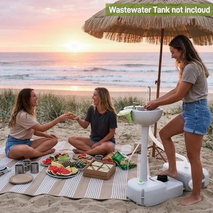 Portable Camping Sink with Towel Holder & Soap Dispenser, Portable Sink Camping Hand Washing Station Hand Wash Basin Stand with Rolling Wheels for Outdoor Events, Gatherings, Worksite, Camping