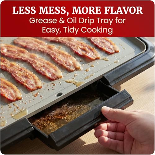 Elite Gourmet 10" x 20" Electric Griddle, PFAS-Free Ceralast™ Ceramic