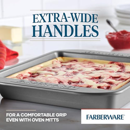 Farberware Nonstick Bakeware 9x9 Baking Pan, Square Cake Pan, Gray