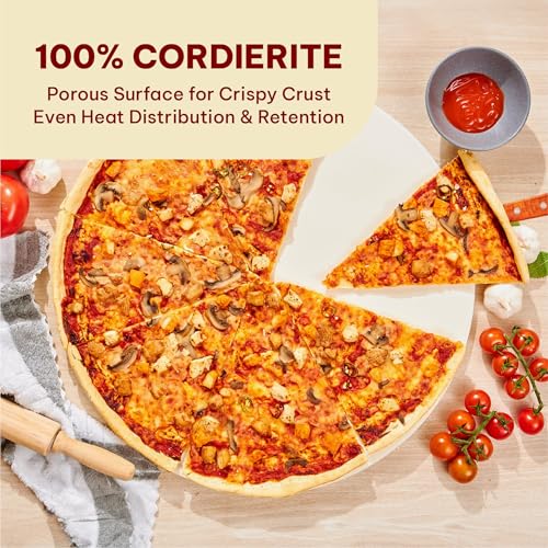 Colenza Extra Large Pizza Stone For Oven Approximately 18 Inch (17.8 Inch) - Durable Ceramic Pizza Stone, Heat Resistant up to 1,472°F, Perfect for Homemade Pizza, Bread and More