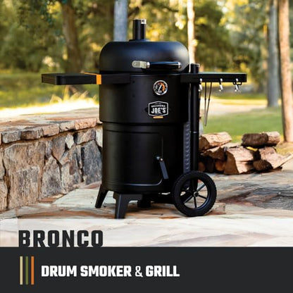 Oklahoma Joe's Bronco 18 in. Heavy Duty Charcoal Drum Smoker and Grill with 284 sq. in. Cooking Area in Black
