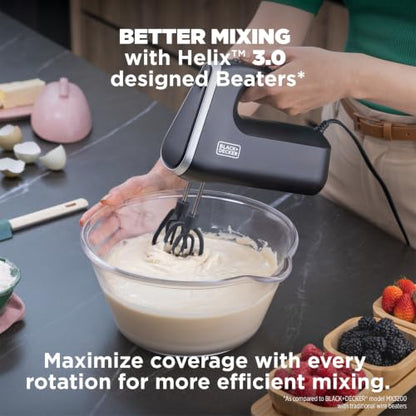 BLACK+DECKER Performance Helix 3.0 Hand Mixer, 350W, 5 Speeds, Black