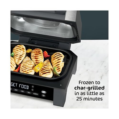 Ninja DG551 Foodi Smart XL 6-in-1 Indoor Grill with Air Fry, Roast, Bake, Broil, & Dehydrate, Foodi Smart Thermometer, 2nd Generation, Black/Silver