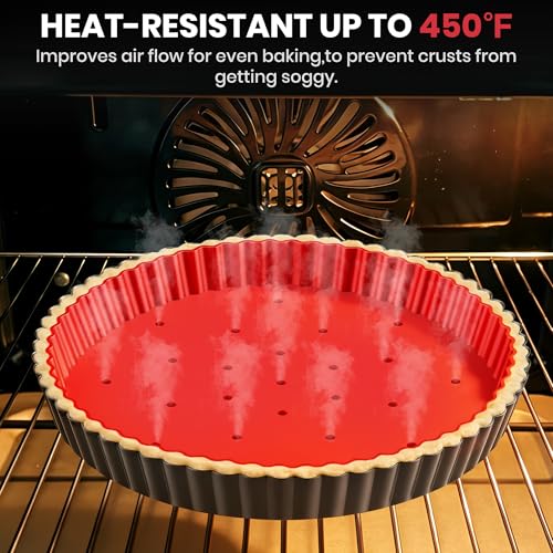 Tart Pan Kit,9 Inch Tart Pans with Removable Bottom,Non-stick Fluted Quiche Pan with Silicone Crust Shaper,Pie Weights,Brush,Sponges,Quiche Baking Dish Tart Molds For Baking Fruit Tarts,Pies & Quiches