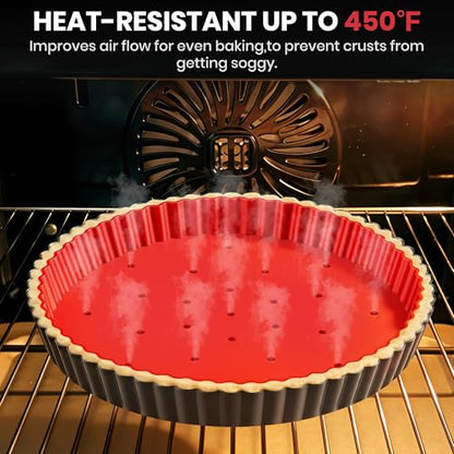 Tart Pan Kit,9 Inch Tart Pans with Removable Bottom,Non-stick Fluted Quiche Pan with Silicone Crust Shaper,Pie Weights,Brush,Sponges,Quiche Baking Dish Tart Molds For Baking Fruit Tarts,Pies & Quiches