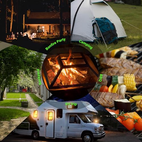Quilushey 19.8inch Portable Small Fire Pit with a Removable Ash Pan, Fire Poker, Mesh Lid, 2 in 1 Square Outdoor Fireplace for BBQ, Outside Heating, Bonfire Party, Camping, Backyard, Patio, RV Trip