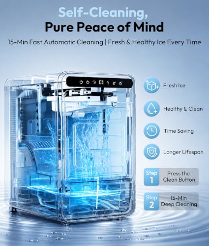 Oylus 1.6" Clear Ice Cube Maker, 4 Large Square Ice Cube in 25 Mins