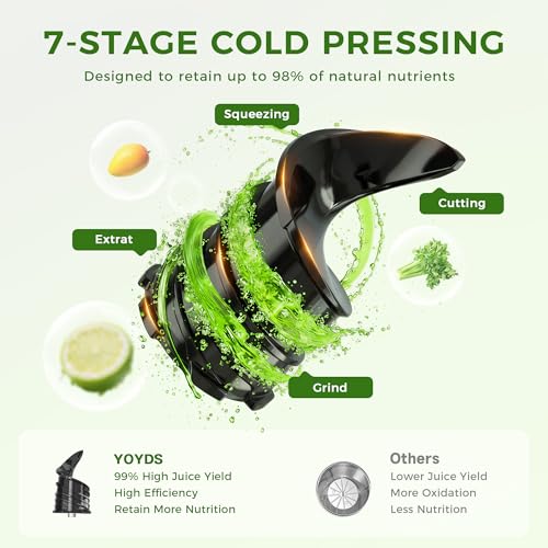 Cold Press Juicer, 5.5inch Wide Feed Chute Juicer Machine, Slow Masticating Juicer for Whole Vegetables & Fruits, Gray