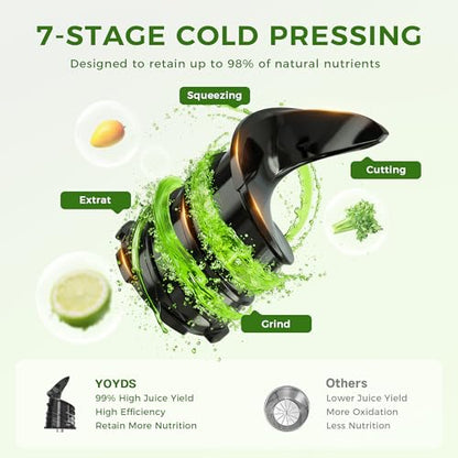 Cold Press Juicer, 5.5inch Wide Feed Chute Juicer Machine, Slow Masticating Juicer for Whole Vegetables & Fruits, Gray