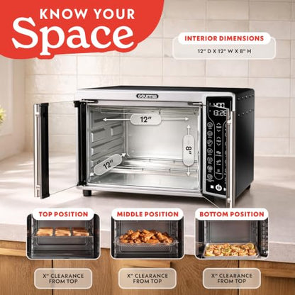 Gourmia Toaster Oven - 6-Slice Capacity, Digital Display, Stainless Steel