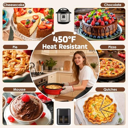 MASSUGAR 4 7 9 Inch Springform Pan Cheesecake Pan with Silicone Protector, 50 Pcs Parchment Paper Liners, 3 Cake Scrapers, Leakproof Round Cake Pan for Baking in Water Bath Nonstick Spring Form Pan