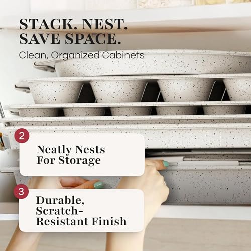 GOURMETIFIC® Nonstick Bakeware Set 10 Piece Black Oven Safe Baking Pans Sheets and Trays for Kitchen Cooking Essentials