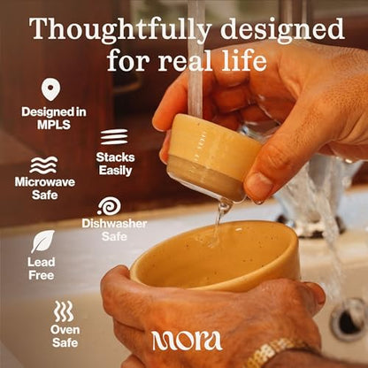 Mora Micro Ramekins Set of 4, 6oz Ceramic Pottery Baking Dishes - Microwave, Oven and Dishwasher Safe - Iris
