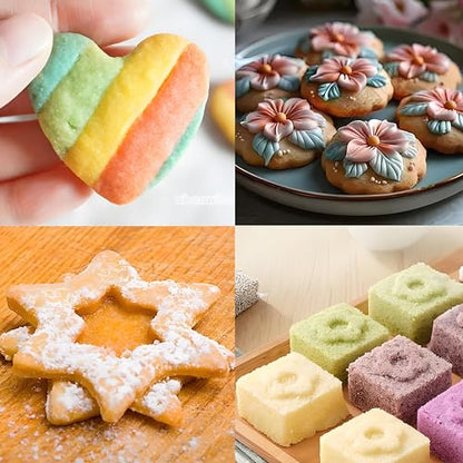 32Pcs Cookie Cutter Set, Biscuit Cutters Shapes, Multi-Size Sandwich Fondant Cake Fruit Vegetable Shapes Cutter Set,Include Square, Round, Star, Heart, Flower, Tree (6 Shapes)