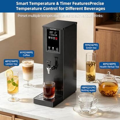 EASTDAX Hot Water Dispenser - Commercial Water Boiler 35L(9.2 GAL)/H Step-Heating LED Screen 24-Hour Timer Switch Adjustable Temperature Control 32°F - 212°F for Coffee Shop Restaurants Office 1800W