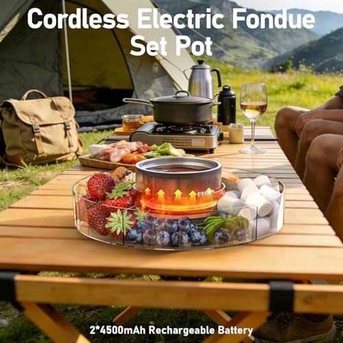 FEPPO Cordless Electric Fondue Pot Set with Mood Light