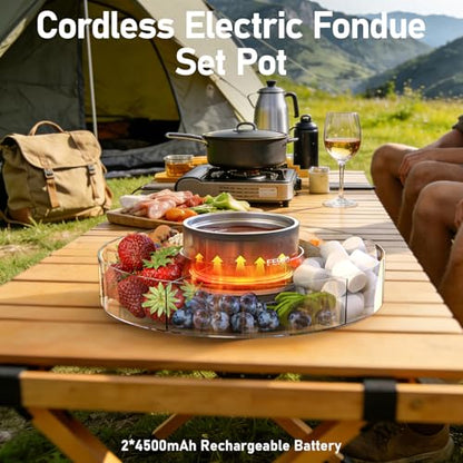 FEPPO Cordless Electric Fondue Pot Set with Mood Light