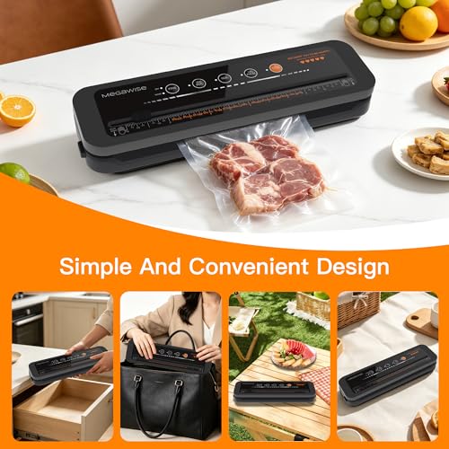 MegaWise Powerful and Compact Vacuum Sealer Machine One-Touch Automatic Food Sealer