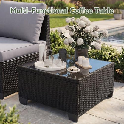 Aoxun 13-Piece Widen Armrests Patio Furniture Set with 44" Fire Pit Table